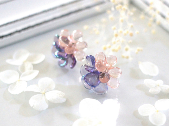 flower earrings (さくら×すみれ) 1枚目の画像