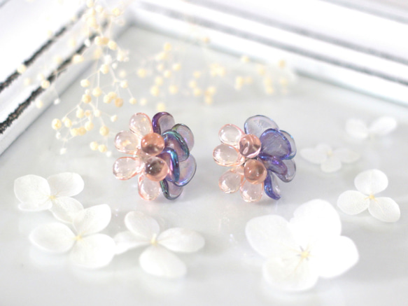 flower earrings (さくら×すみれ) 2枚目の画像