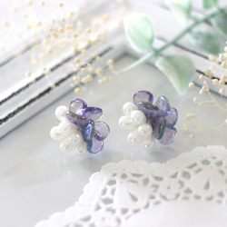 Pearl combi earrings (violet) 2枚目の画像