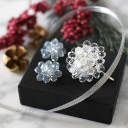 ★Sparkling coffret (crystal＆blue-gray)★ポニーフック＆ピアスセット 1枚目の画像