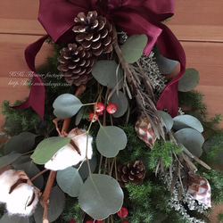 再..販‼︎☆生花のホワイトコットンのクリスマススワッグ 5枚目の画像
