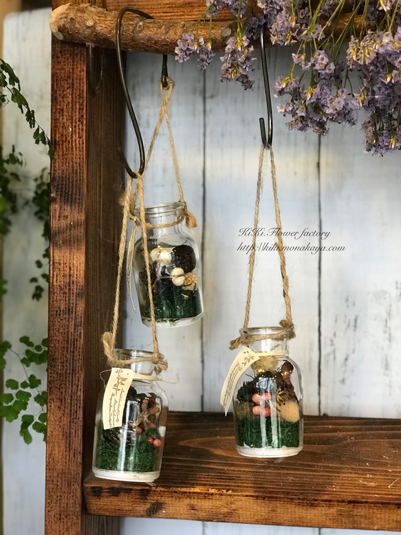 森の木の実の香りの小瓶(LEDライト付き)3個セット 1枚目の画像