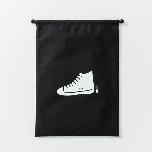 【名入れ可】シューズバッグ 巾着（ブラック/L） 大きめ 靴袋 上履き入れ シューズケース 上履き袋 SBL_BK 4枚目の画像