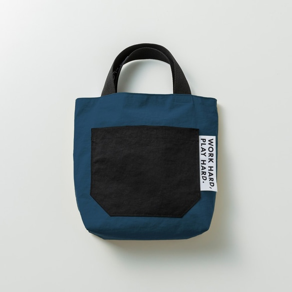 名入れ可】撥水ナイロンミニトートバッグ（ブルー/SS） シンプル  