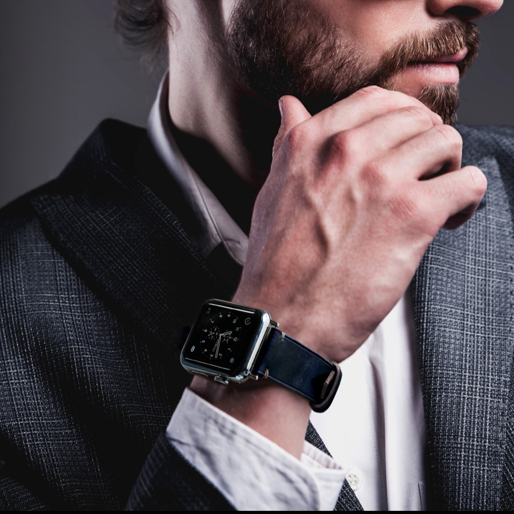 ブライドルレザー　アップルウォッチ専用レザーストラップ　【38㎜/40㎜】【42㎜/44㎜】　ネイビー