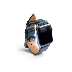 ブライドルレザー　アップルウォッチ専用レザーストラップ　【38㎜/40㎜】【42㎜/44㎜】　ブリティッシュグリーン 1枚目の画像