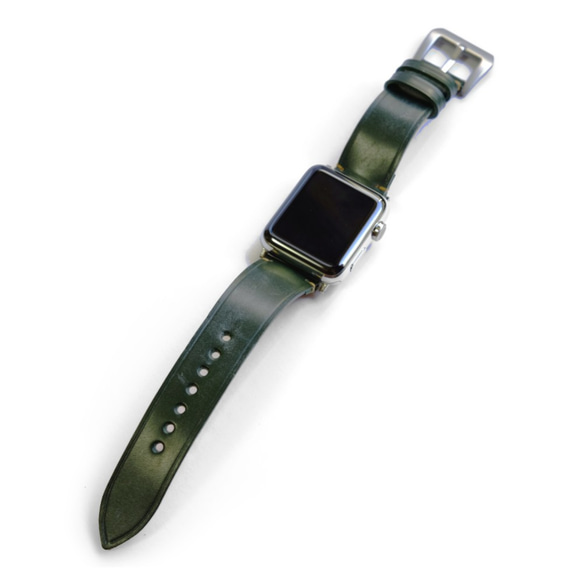 ブライドルレザー　アップルウォッチ専用レザーストラップ　【38㎜/40㎜】【42㎜/44㎜】　ブリティッシュグリーン 6枚目の画像