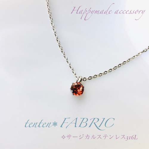 ガーネット ネックレス オレンジ 天然石 ペンダント しずく