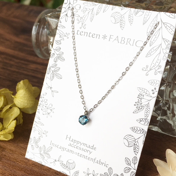 シンプルエレガント金属製ネックレス ✬ ロンドンブルートパーズ サージカルステンレス 天然石 1粒