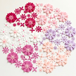 クラフトパンチ のお花セット〜ピンク　ウェディングアイテム　入園入学　メッセージカード　色紙 2枚目の画像