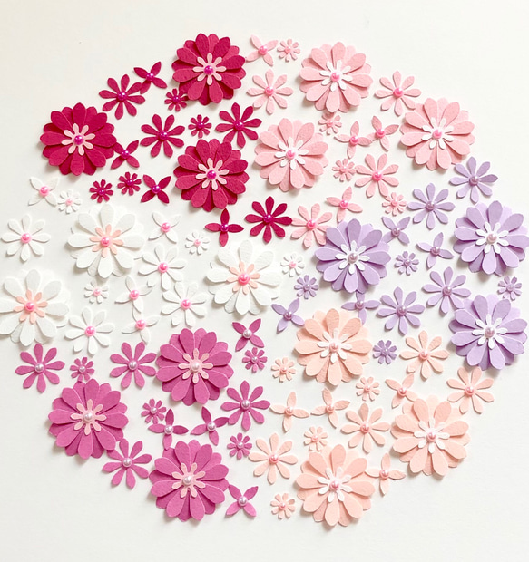 クラフトパンチ のお花セット〜ピンク　ウェディングアイテム　入園入学　メッセージカード　色紙 2枚目の画像