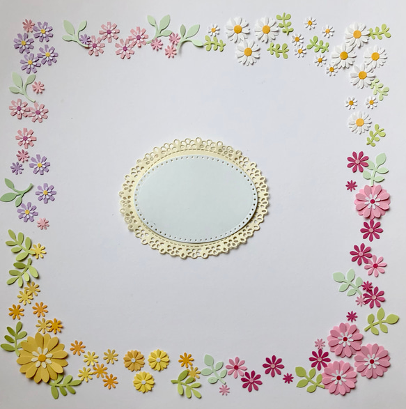 クラフトパンチの可愛いお花とカード〜ペーパーフラワー　色紙デコレーション　アルバム　ウェディング　コメントカード　 3枚目の画像
