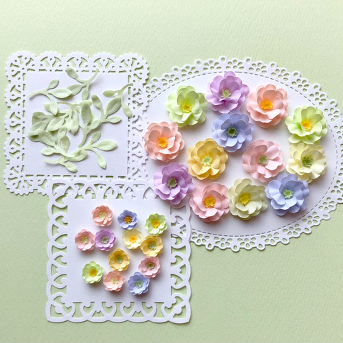 クラフトパンチのペーパーフラワーとレースペーパー〜メッセージカード