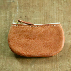 舒適但實用！適合手掌大小的皮革緊湊型皮夾（附鑰匙圈）[駝色] 第2張的照片