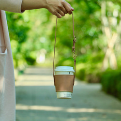 多種尺寸適用！附手把皮革杯套【自然色】 第2張的照片