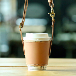 多種尺寸適用！附手把皮革杯套【自然色】 第5張的照片