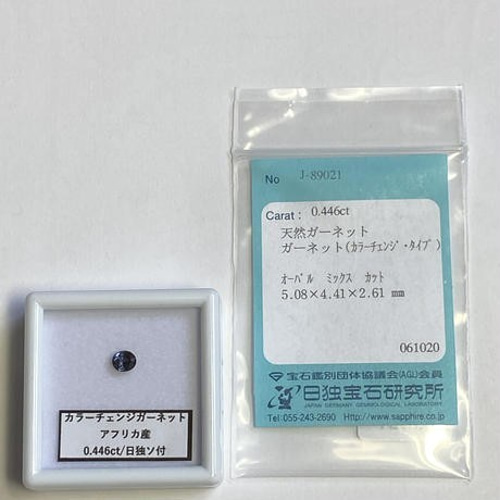 カラーチェンジブルーガーネット ルース 0.446ct アフリカ産 日独 