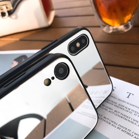 iPhoneケース ミラーケース 鏡 鏡面 TPU iPhone6～iPhone11ProMax対応 シルバー ブラッ 3枚目の画像