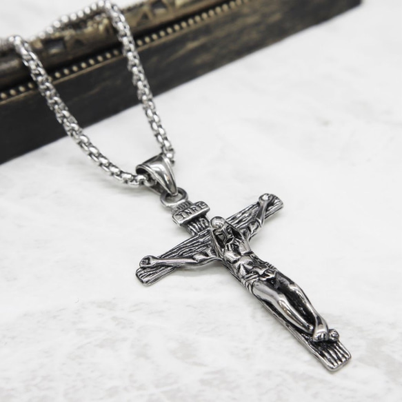 ステンレス イエスペンダント キリストネックレス メンズネックレス クロスネックレス 十字架 3枚目の画像