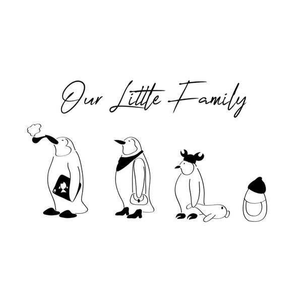 【 トートバッグ】 I love Family001  ペンギン家族 5枚目の画像