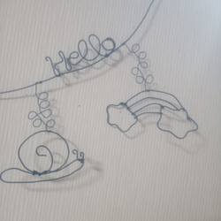 ワイヤークラフト　ガーランド　かたつむりと傘とにじ＾＾　 2枚目の画像