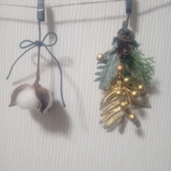 全長約９０センチのクリスマスのガーランド　　スワッグ　木タグ　コットンの実 3枚目の画像