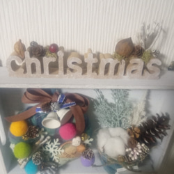 クリスマスのセット木箱＾＾ニットリース　アレンジカップ　ウッドロゴ＾＾ 6枚目の画像