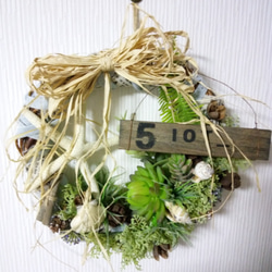 カッティングボードリースアレンジグリーン プリザーブド