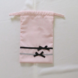 【送料無料】巾着袋Sサイズ　ピンク【防水生地】 2枚目の画像