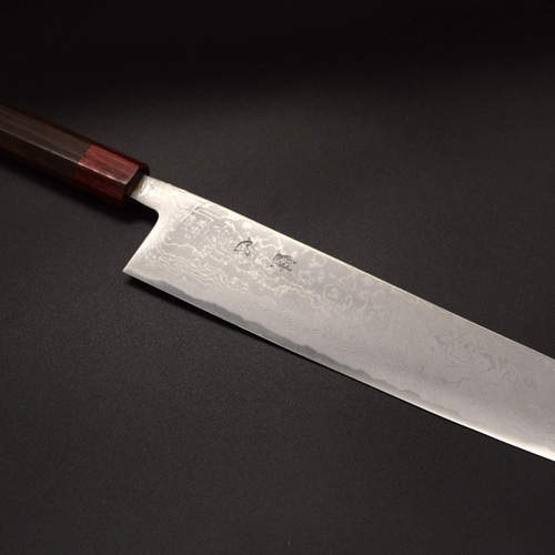 特別価格 手造り鍛造 多層鋼 ダマスカス 切り付け 包丁 240mm 紫檀