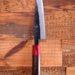 手造り鍛造 昔ながらの黒打ち  ペティナイフ 135mm 包丁　紫檀 (ローズウッド) 八角柄 5枚目の画像