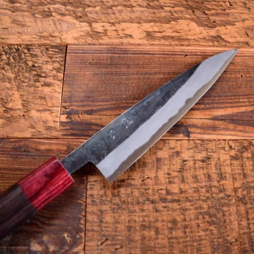 手造り鍛造 昔ながらの黒打ち ペティナイフ 135mm 包丁 紫檀 (ローズ