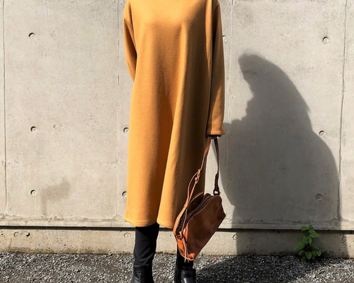 【美品】meer.メーア リブニットロングワンピース イエロー ハイネック 美品】meer.メーア リブニットロングワンピース イエロー ハイネック