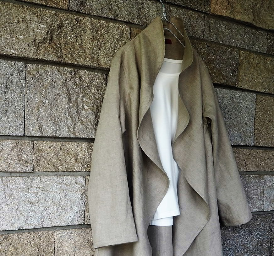 リネンカラー前ドレープコーディガン