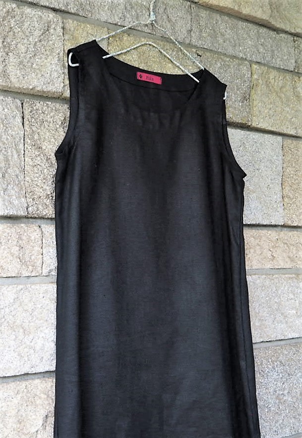 リネン　ブラック　Aラインワンピース　サイズ選べる　リネンカラー　　ワンピースM〜LL