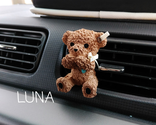 車用 お守りテディベア（口隠し）アロマストーン ディフューザー