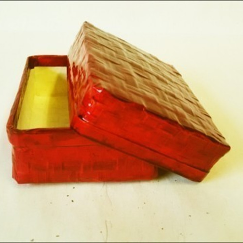 竹細工 つづら 小物入れ 赤透色 ハガキ入れ等 その他インテリア雑貨