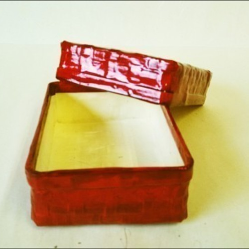 竹細工 つづら 小物入れ 赤透色 ハガキ入れ等 その他インテリア雑貨