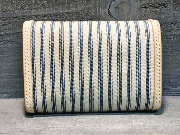 レザーウォレット サドルレザー アンティーク生地 革財布 1900's ミニ財布 レザークラフト 革小物 手縫い 限定品 2枚目の画像