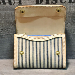レザーウォレット サドルレザー アンティーク生地 革財布 1900's ミニ財布 レザークラフト 革小物 手縫い 限定品 5枚目の画像