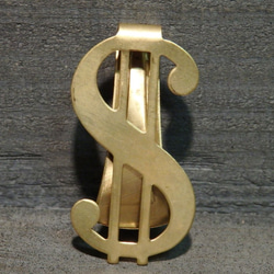 真鍮 マネークリップ ＄ドル ブラス ゴールド 札ばさみ 札入れ 財布 コインケース 新品未使用 1枚目の画像