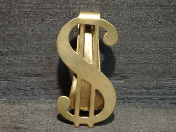 真鍮 マネークリップ ＄ドル ブラス ゴールド 札ばさみ 札入れ 財布 コインケース 新品未使用 1枚目の画像