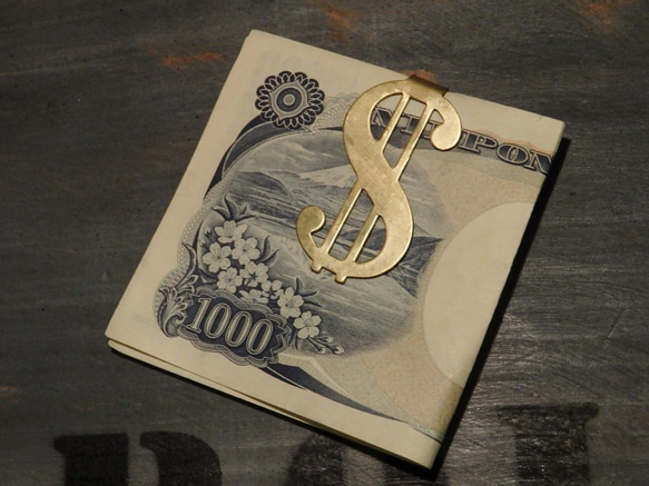 真鍮 マネークリップ ＄ドル ブラス ゴールド 札ばさみ 札入れ 財布 コインケース 新品未使用 4枚目の画像