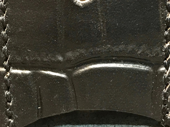 キーカバー サドルレザー 鍵カバー スタッズ クロコダイル 型押し 手縫い ハンドクラフト レザークラフト 新品未使用 3枚目の画像