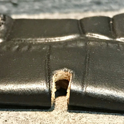 キーカバー サドルレザー 鍵カバー スタッズ クロコダイル 型押し 手縫い ハンドクラフト レザークラフト 新品未使用 5枚目の画像