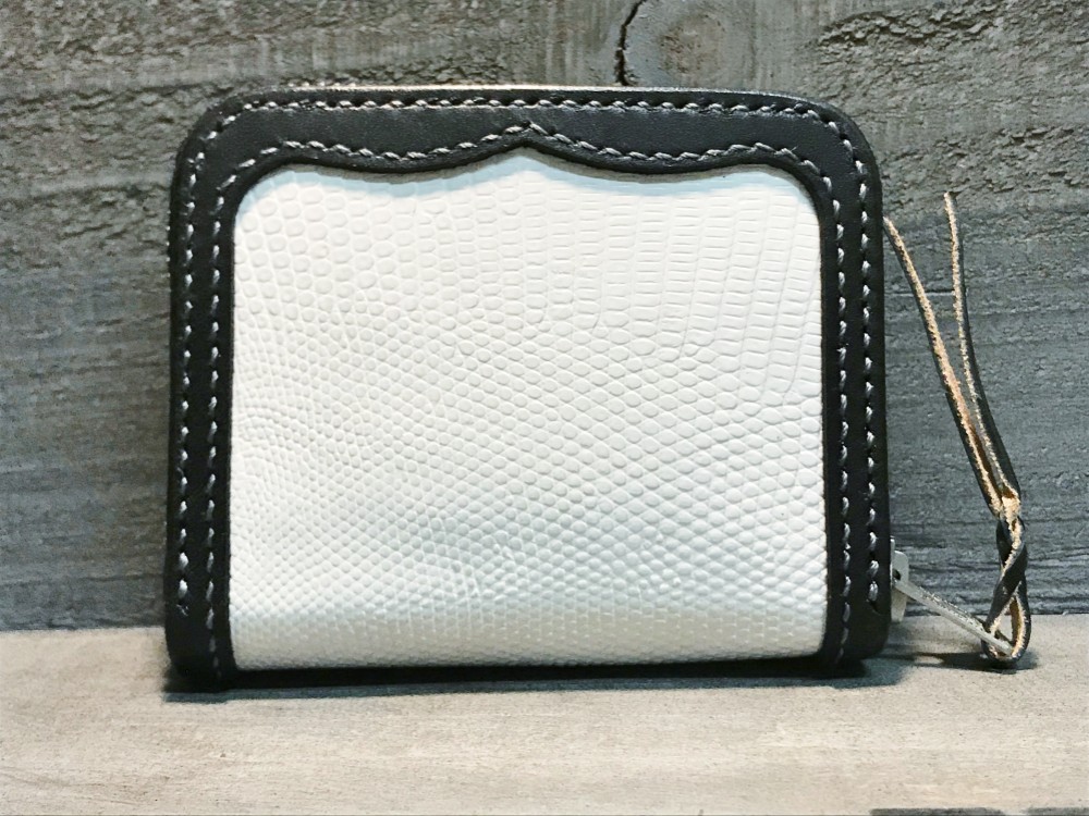 コインケース 小銭入れ トカゲ革 サドルレザー リザード 手縫い レザークラフト 革財布 ミニ財布 限定品 新品未使用