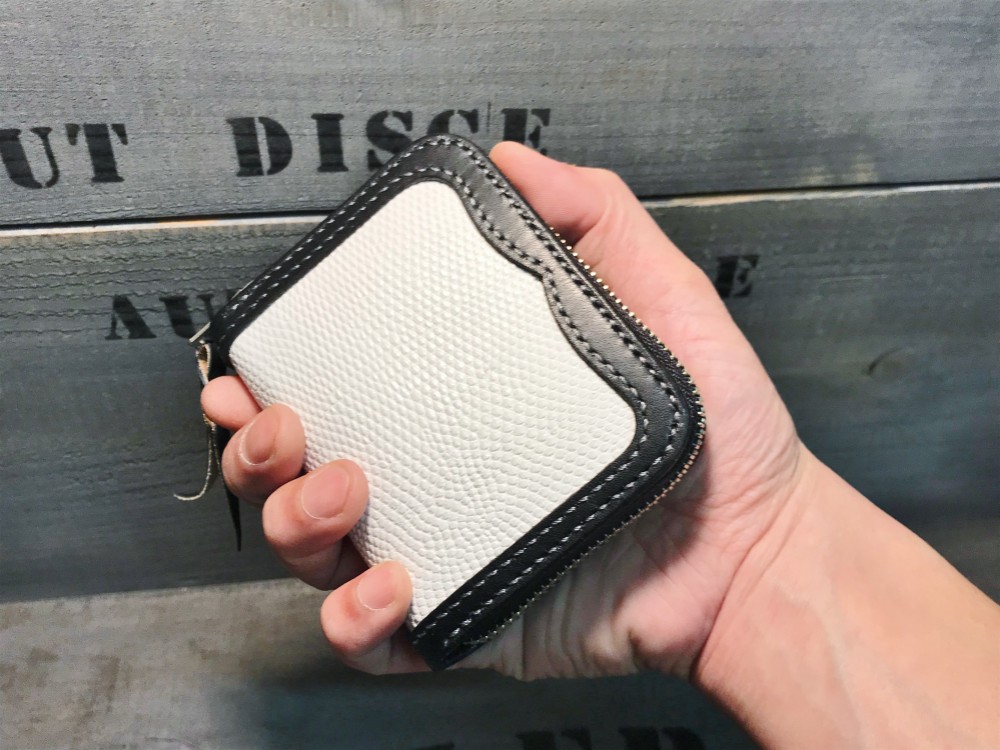 コインケース 小銭入れ トカゲ革 サドルレザー リザード 手縫い レザークラフト 革財布 ミニ財布 限定品 新品未使用