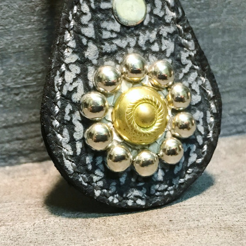 キーホルダー シャークスキン サメ革 キーリング 手縫い レザー