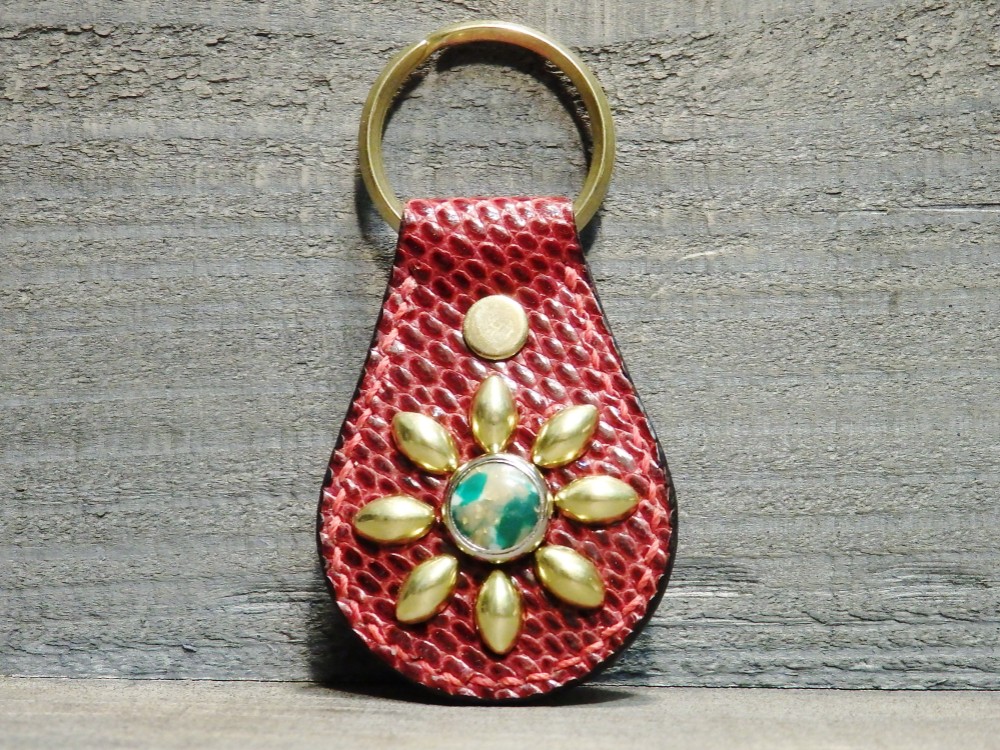 キーホルダー リザード キーリング スタッズ トカゲ革 手縫 ハンドクラフト レザークラフト 革小物 限定品 新品未使用