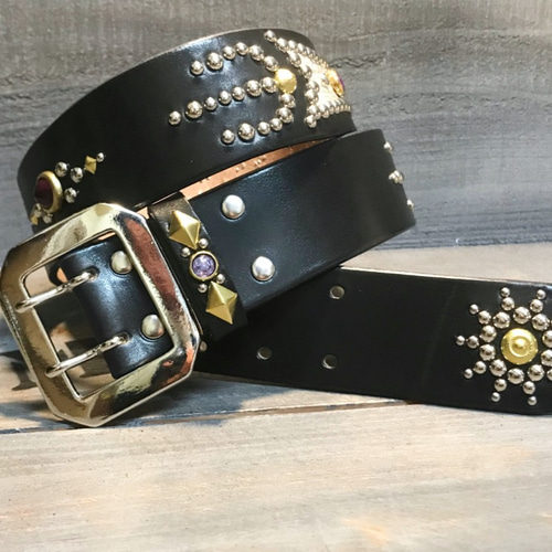 スタッズベルト サドルレザー 革ベルト リザード サドルベルト